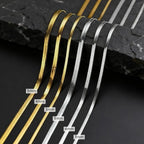 3/4/5mm Flat Snake Chain Necklace for Men Women,Stainless Steel Blade Chain Choker,Punk Hip Hop Jewelry Gift for Him