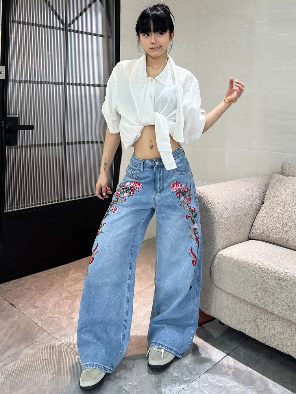PENDRA American Colorful Floral Jeans