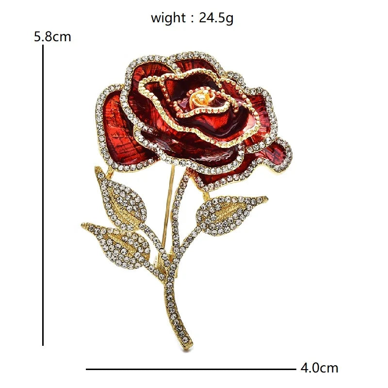 PENDRA Rosalie Red Enamel Rose Brooch