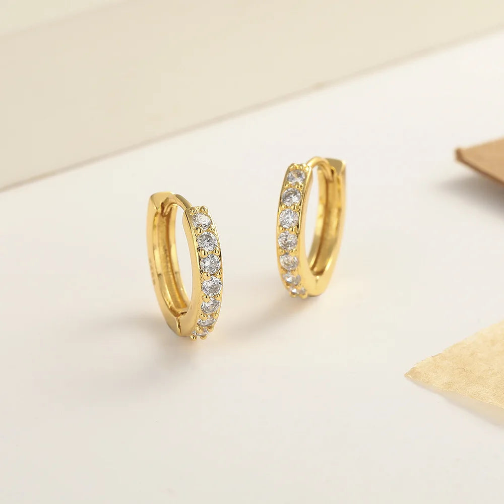PENDRA Diamond Studded Hoop Sterling Earrings