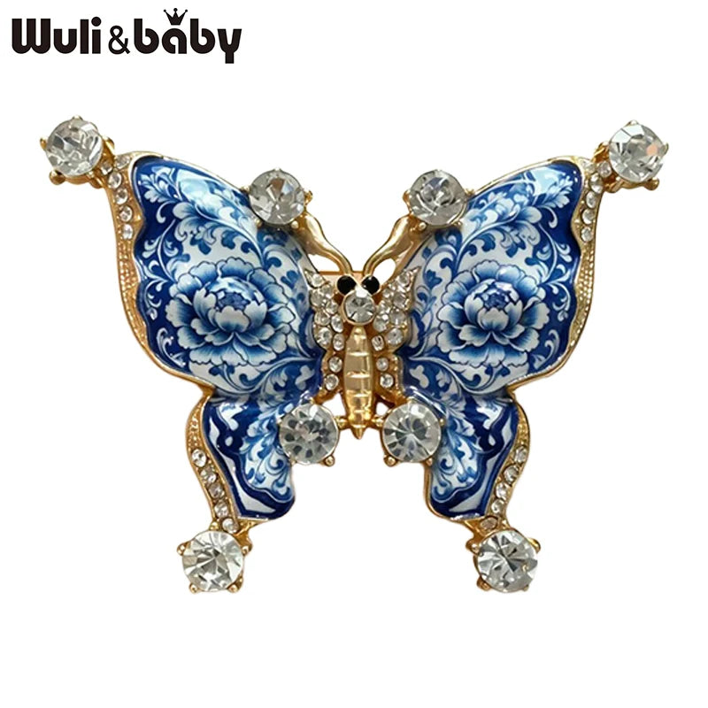 PENDRA Porcelain Animal Collection Rhinestone Brooch