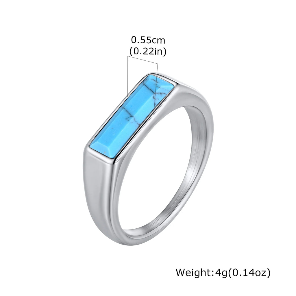 PENDRA Turquoise Dad Steel Ring