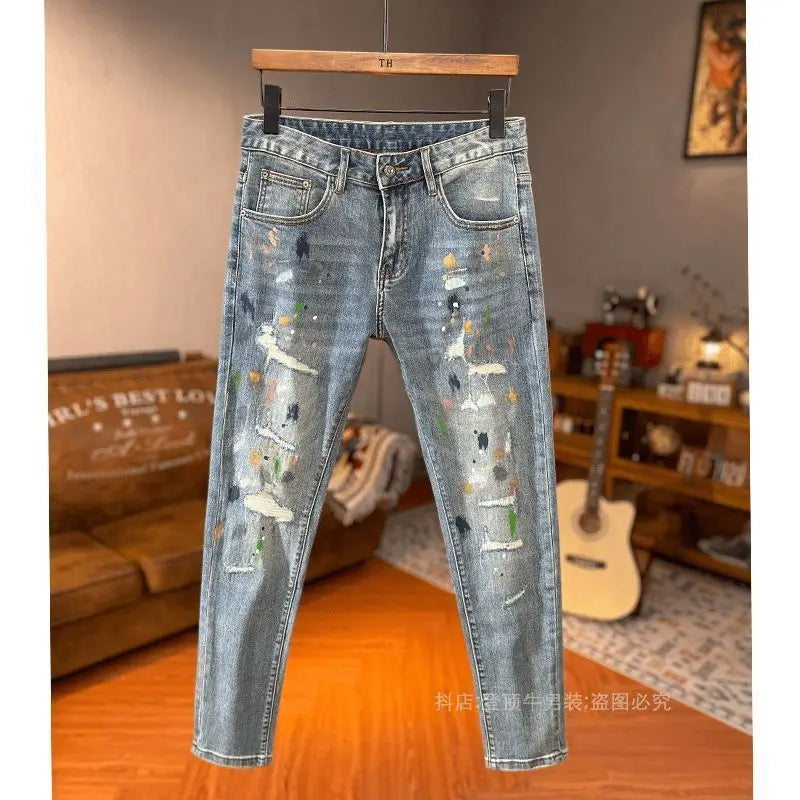 PENDRA Korean Cargo Paint Jeans