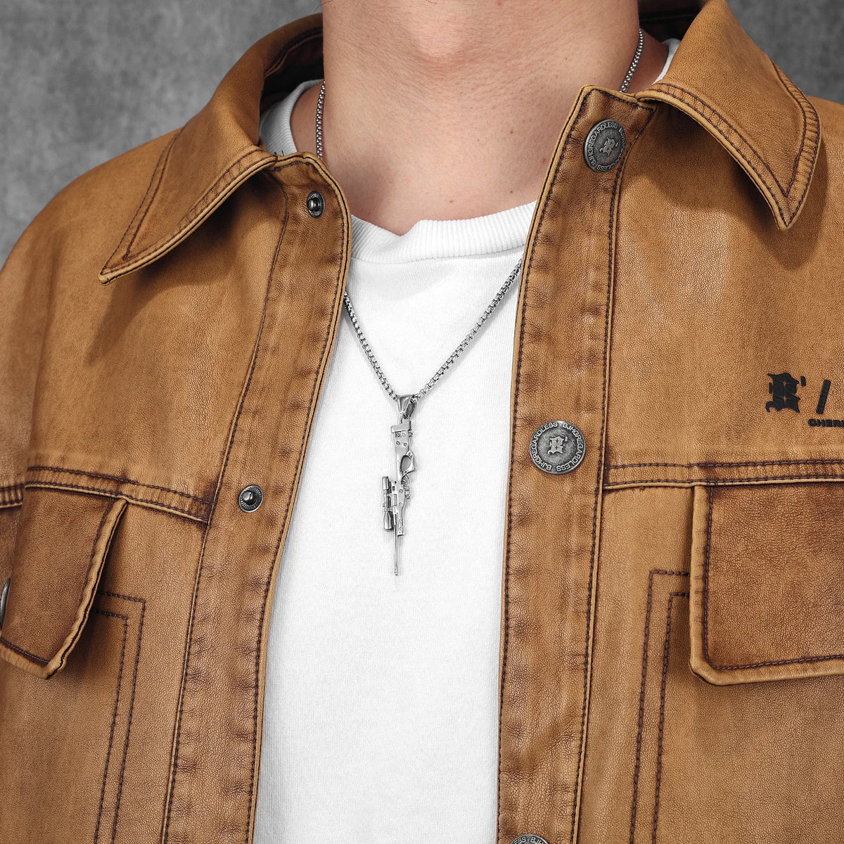 Awm Sniper Rifle Gun Men Necklaces Stainless Steel Pendant Chain Women Punk Fashion Jewelry New in Accessories Gifts Wholesale