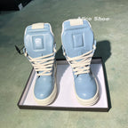 PENDRA Blue Geobasket Blue Leather High-Top Zip Lace-Up Edition 2 Ankle Boots