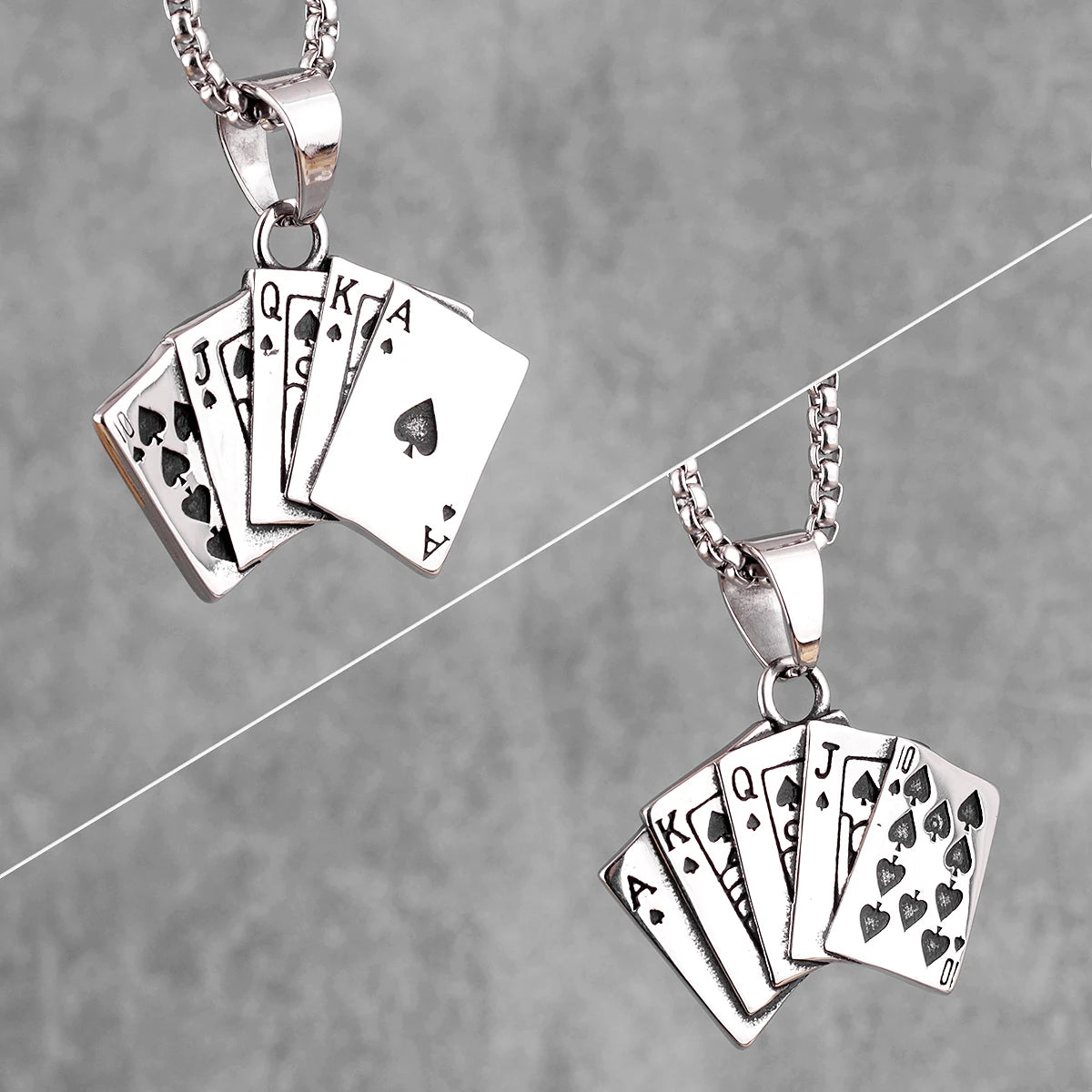 PENDRA Flush Poker Gambling Steel Necklace