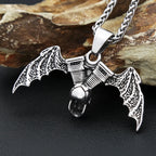 PENDRA Skullengine Gothic Skull Demon Wings Pendant