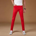 New Youths Men's Summer Jeans Stylish and Durable Trendy Denim Pants Korean Style Men's Slim Fit Cowboy Solid Denim Pants