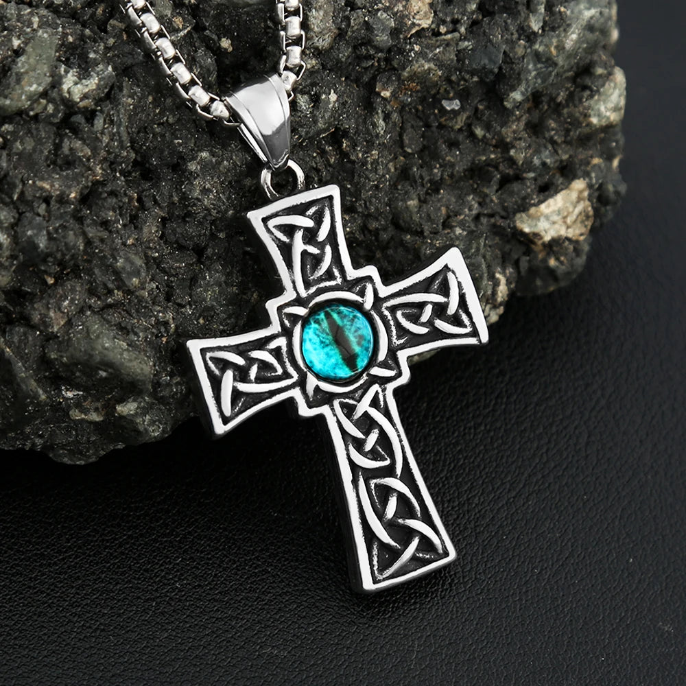 PENDRA Vikingeye Blue Eye Cross Pendant