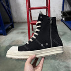 PENDRA Pentagram Edge Black Canvas High-Top Zip Thick-Sole Ankle Boots