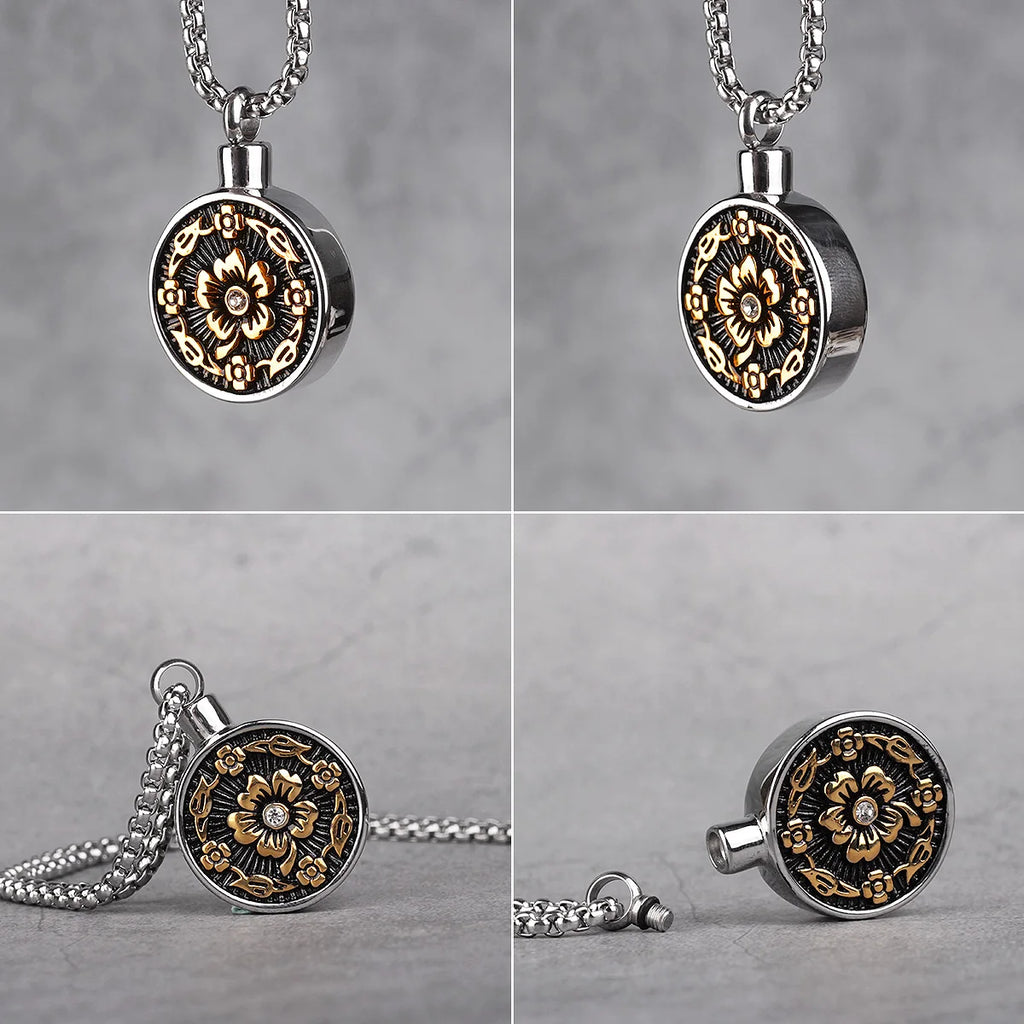 PENDRA Rose Perfume Bottle Steel Necklace