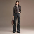 PENDRA Spicy Cargo Pocket High Waist Leather Pants