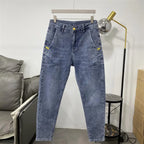 Summer Luxury Korean Style Stretch Grey Men's Slim Trousers Classic Streetwear Casual Designer Cowboy Boyfriend Jeans for Men