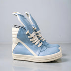 PENDRA Blue Geobasket Blue Leather High-Top Zip Lace-Up Edition 2 Ankle Boots