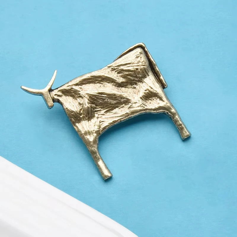 PENDRA Heritage Cattle Vintage Metal Brooch