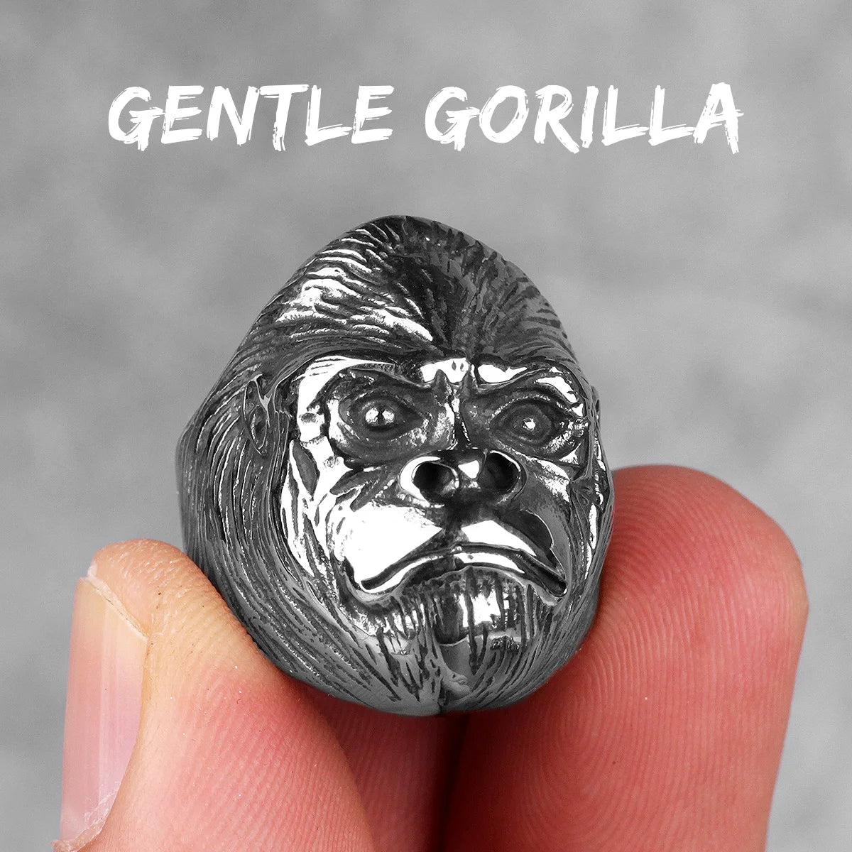 Stainless Steel Men Rings Gorilla Monkey Punk Hip Hop Cool Personality for Male Boyfriend Jewelry Creativity Gift Wholesale
