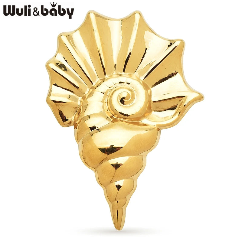 PENDRA Seagold Gold-Plated Stainless Steel Conch Brooch