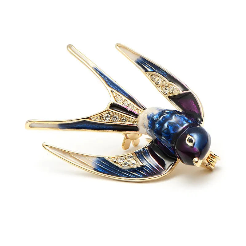 PENDRA Airborne Enamel Swallow Brooch