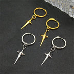 Stainless Steel Y2K Star Cross Hoop Earring for Women Gold Color Hip Hop Cool Girl Dangle Earring Jewelry Gift EZZZ795-6