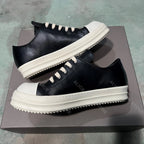 PENDRA Porous Noir Black Leather Low-Top Lace-Up Platform Sneakers
