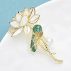 PENDRA Lotusleaf Rhinestone Lotus Leaf Brooch