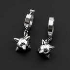 Gothic Spiky Sphere Drop Earrings Stainless Steel Spike Ball Dangle Huggie Hoops Dark Street Emo Piercing Decor Jewelry Gift