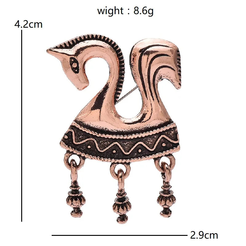 PENDRA Gallant Horse Vintage Metal Brooch