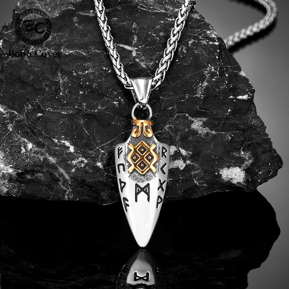 PENDRA Rune Gold Steel Necklace