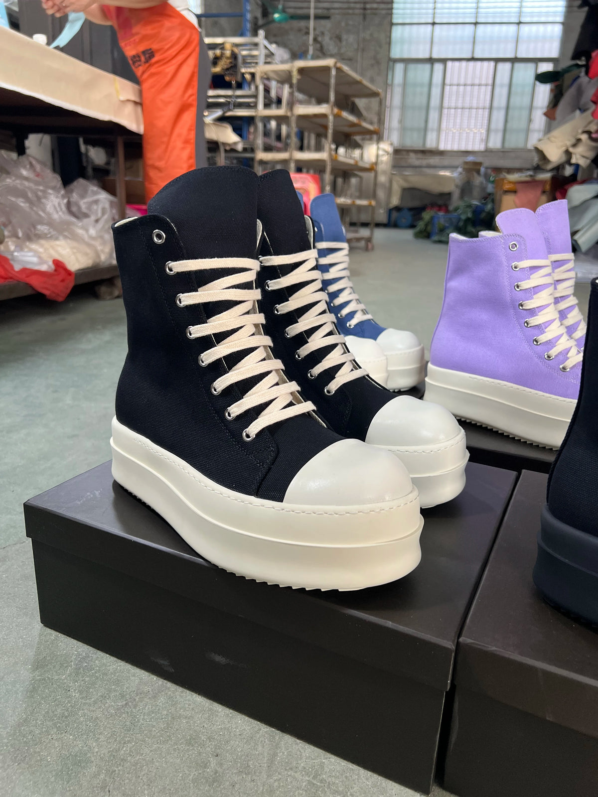 Luxury Flat Platform Women Shoe Canvas Royal Designer Lady Ankle Boot 6cm High Purple Zipper Dress Shoe Casual Flat Street Shoe