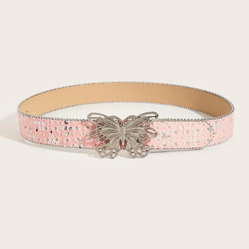 PENDRA Rheais Leather Pink Butterfly Gothic Belt