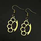 Brass Knuckles Dangle Earrings Punk Gothic Stainless Steel Earring Rivet Spike Hook Style For Edgy Streetwear Jewelry Gifts