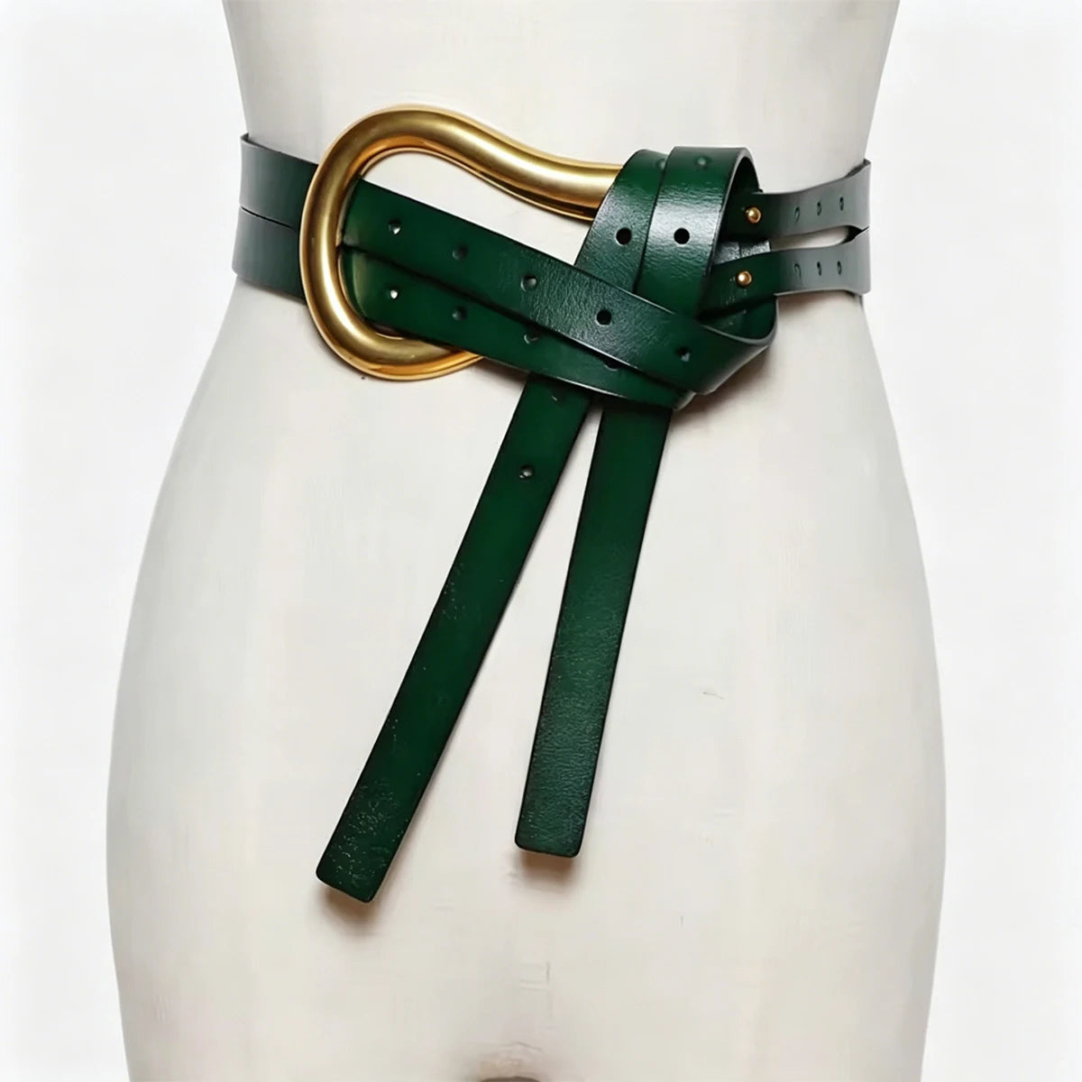 Women's Instagram Genuine Leather Belt European and American Fashion Versatile Horseshoe Buckle Decoration Suit with Dress Shirt