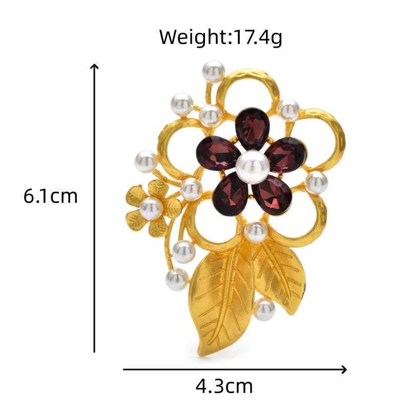 PENDRA Fleuria Classic Rhinestone Flower Brooch