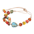 PENDRA Blue Mosaic Ceramic Adjustable Rope Bracelet