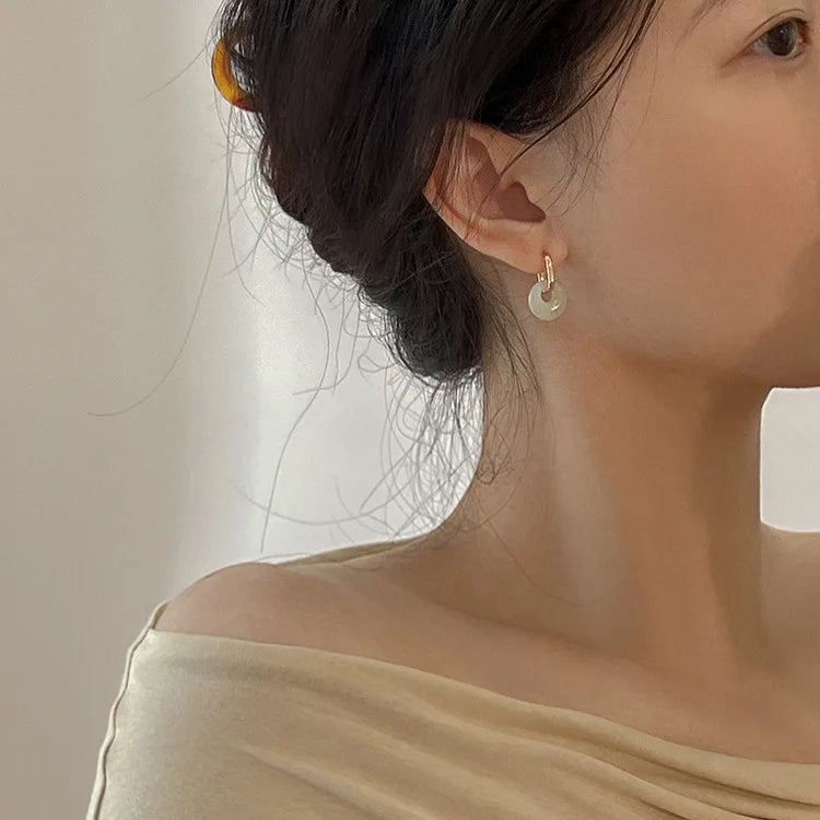 PENDRA Jade Geometry Hoop Earrings
