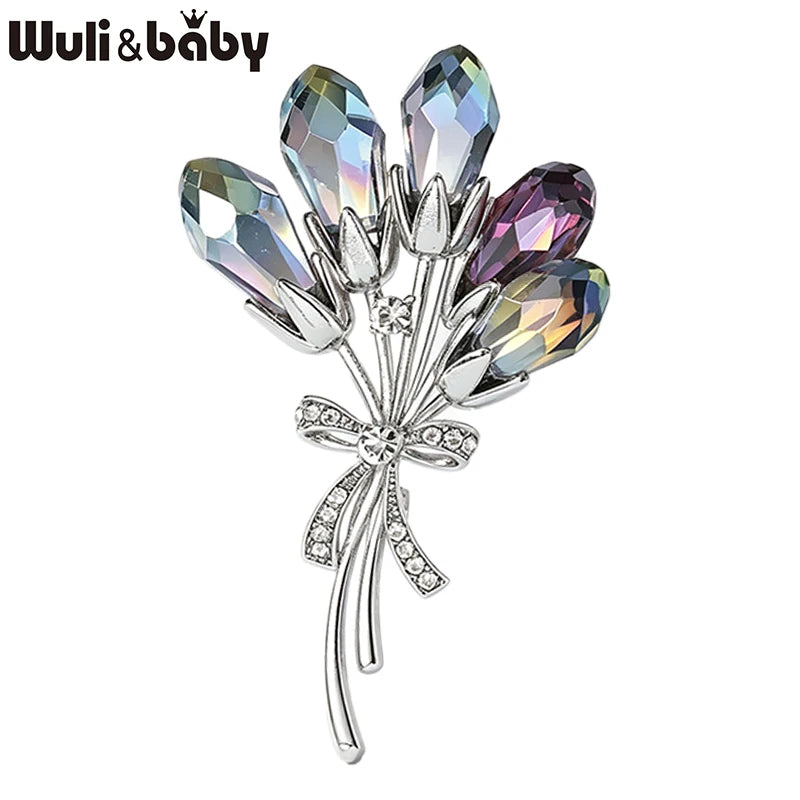 PENDRA Banquetflora Crystal Flower Brooch