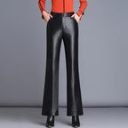 PENDRA Micro Flared Leather Fleece Pants