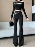 PENDRA Plushline High Waist Slim Leather Pants