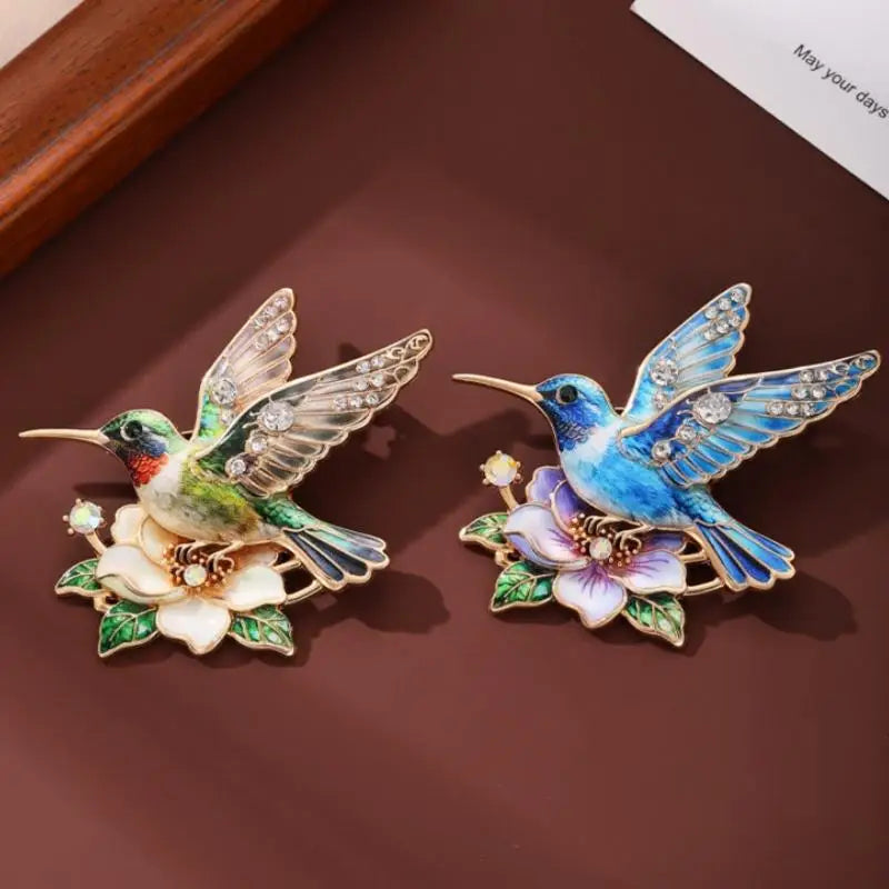 PENDRA Hummingbird Luminous Bird Brooch