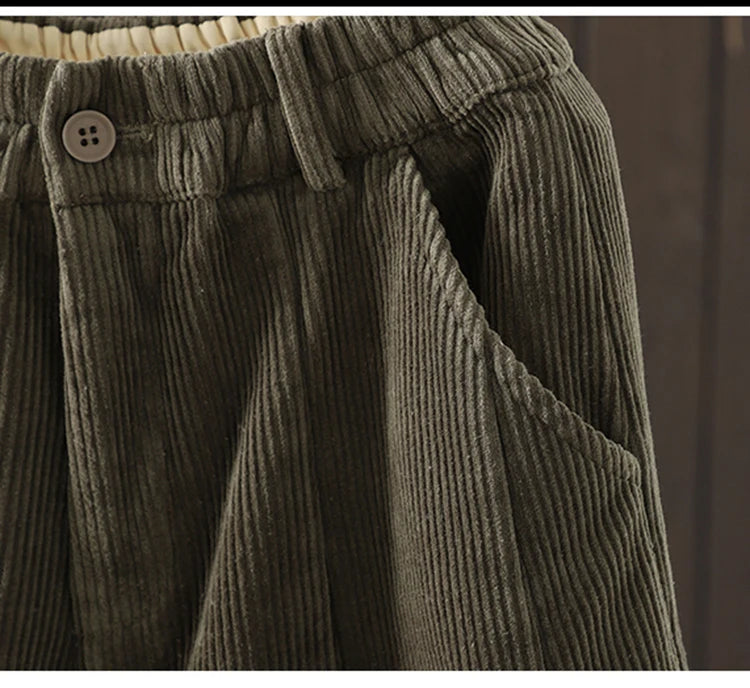 PENDRA Corduroy Warm Elastic Waist Pants