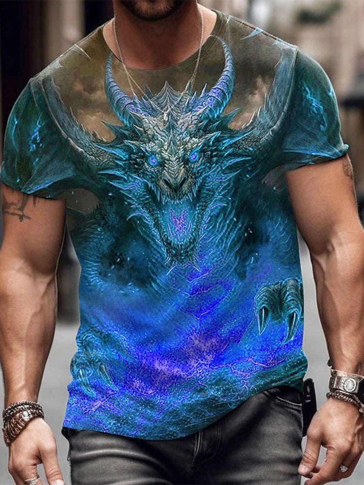 PENDRA Urban Short-Sleeve Dragon Print T-Shirt