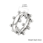 New Mini Metal Ball Bend Ring for Men,Stainless Steel Vintage Finger Rings,Punk Classic Party Jewelry Gifts