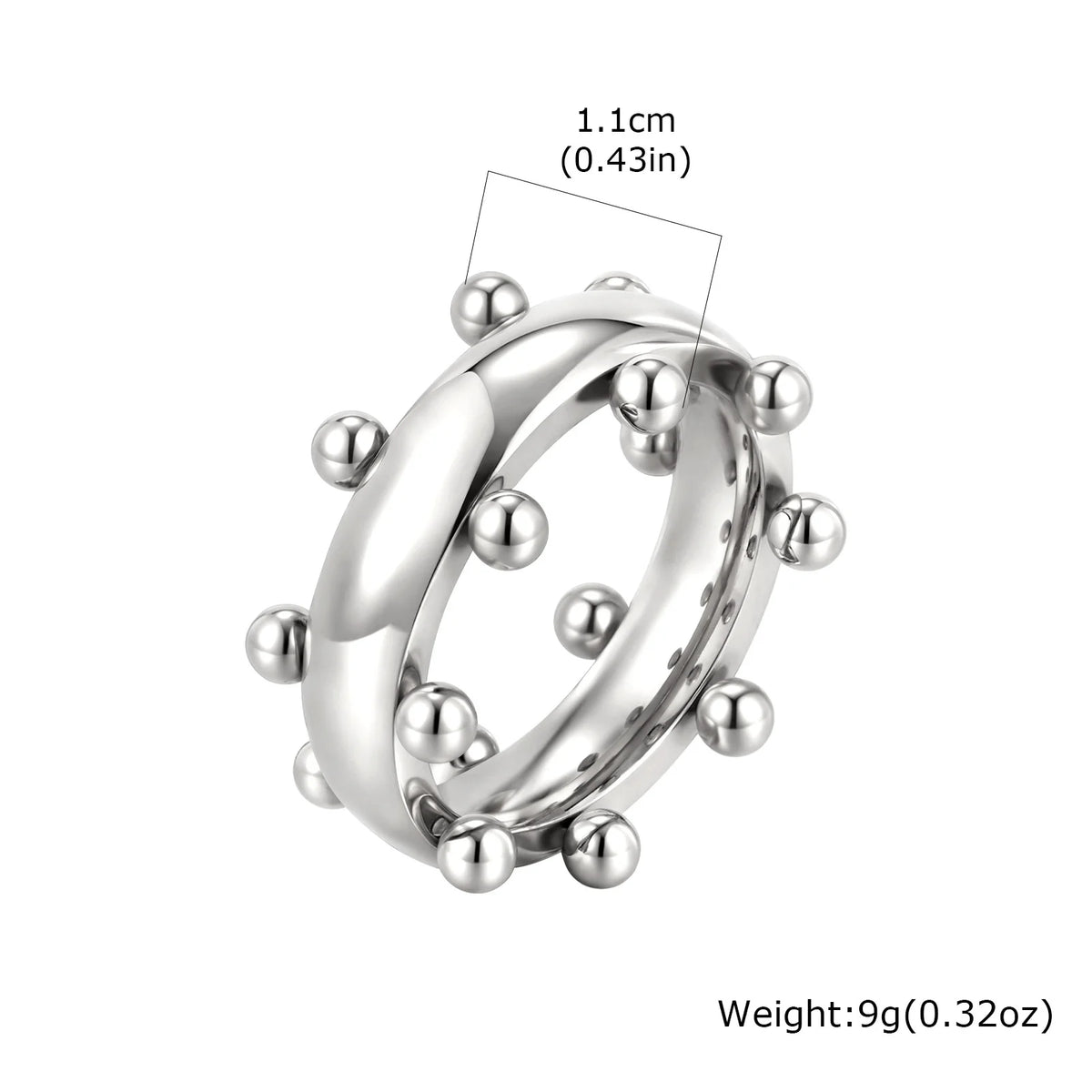 New Mini Metal Ball Bend Ring for Men,Stainless Steel Vintage Finger Rings,Punk Classic Party Jewelry Gifts