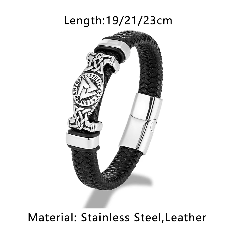 PENDRA Celtic Knot Rune Leather Bracelet
