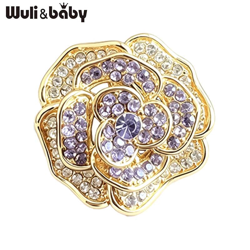 PENDRA Rosaspark Shining Rose Flower Brooch
