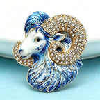 PENDRA Zodiac Goat Rhinestone Brooch