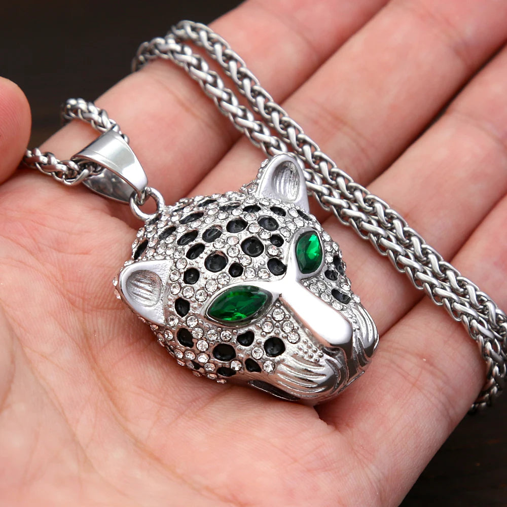 PENDRA Leopardcrest Stainless Steel Leopard Head Pendant