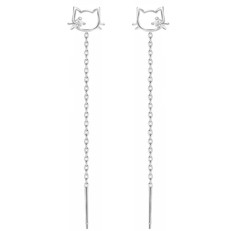 VENTFILLE 925 Sterling Silver Drop Earring For Women Zircon Crystal Hollow Out Cat Personality Jewelry Gift Dropshipping