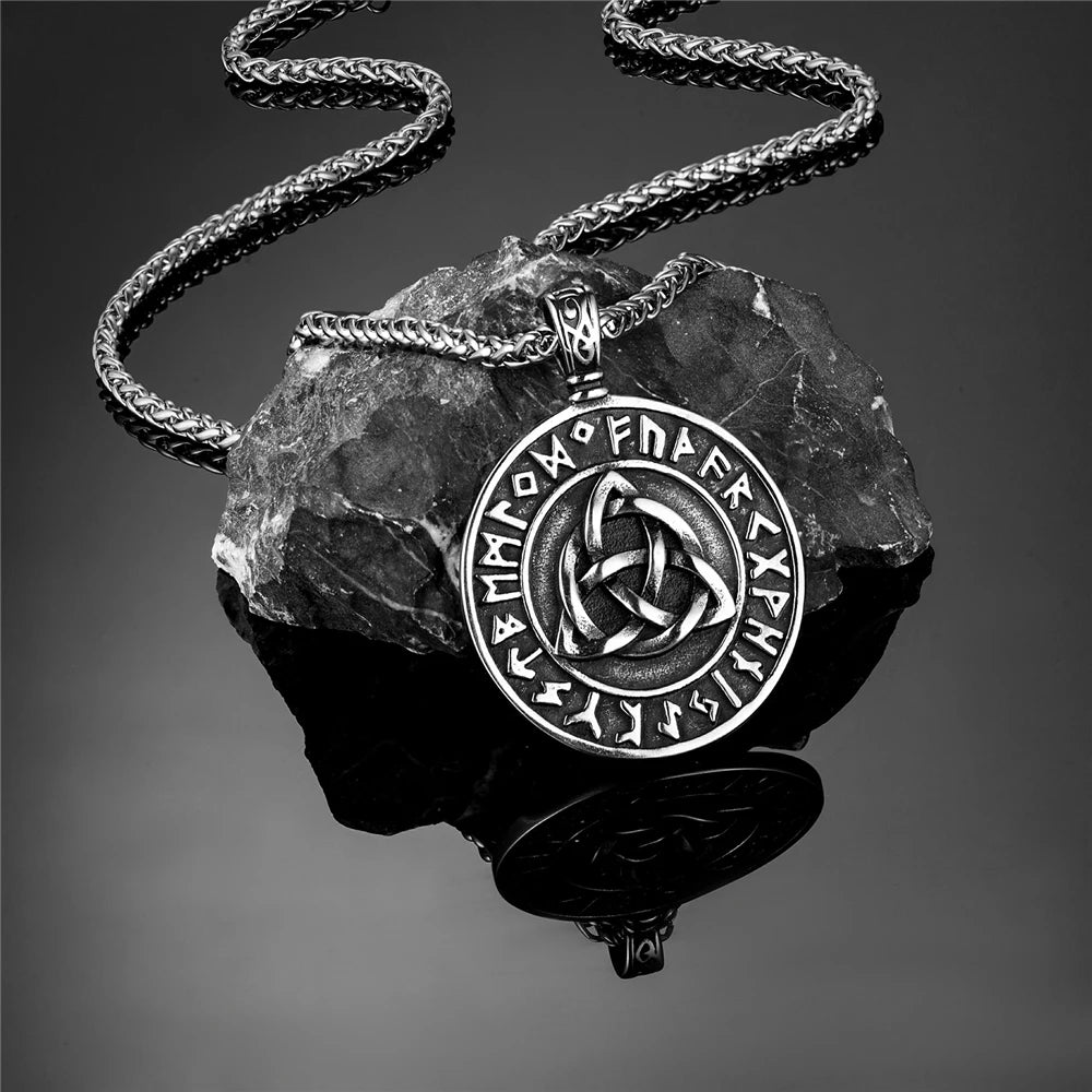 PENDRA Celtic Knot Norse Steel Necklace