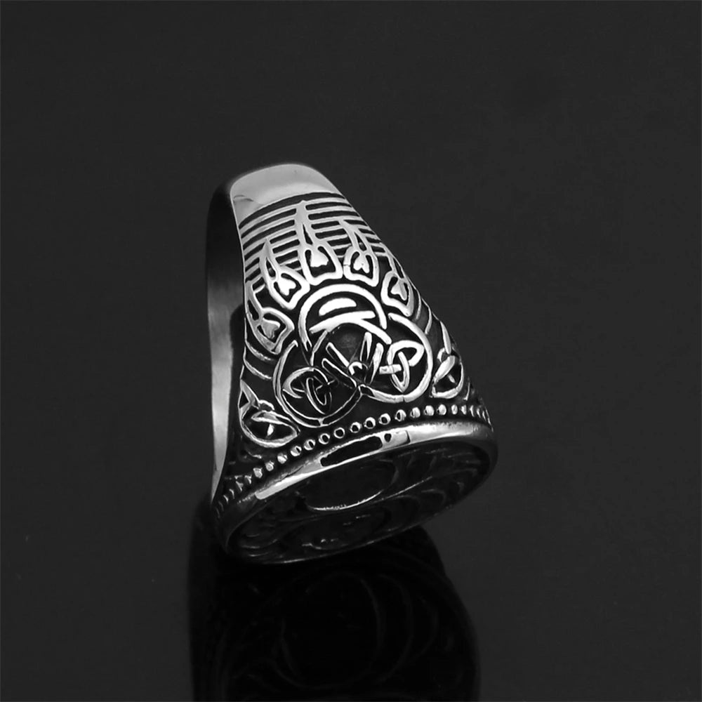 PENDRA Celtic Knot Rune Steel Ring